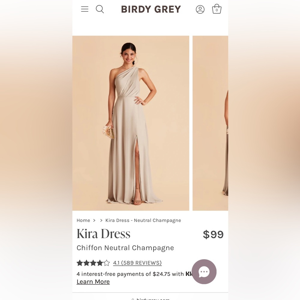 Birdy grey Kira dress in chiffon neutral champagne
